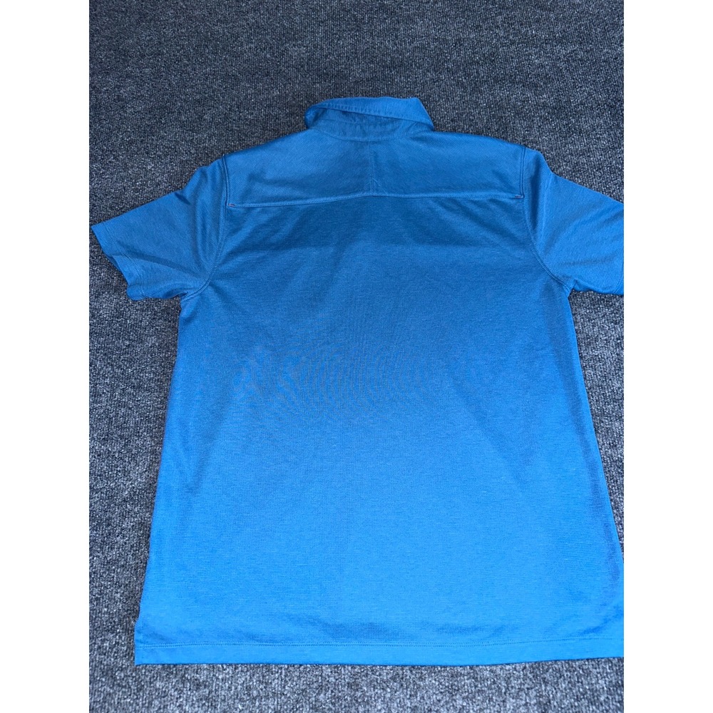 LL Bean Mens Blue Performance Polo Shirt Short Sleeve Snap Placket Medium Reg - Picture 4 of 6
